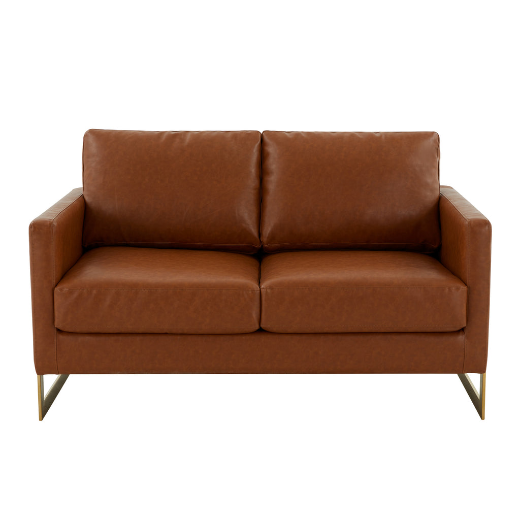 Leather Loveseat with Gold Frame E418670