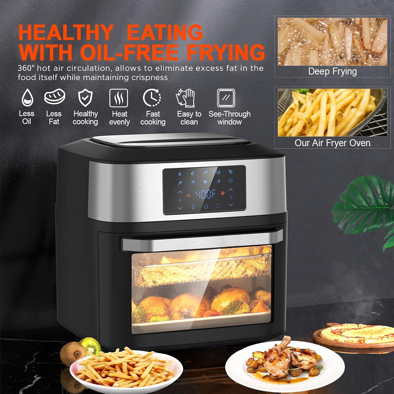 10-in-1 20 Quart Air Fryer Toaster Oven Combo with Rotisserie Dehydrator I63835
