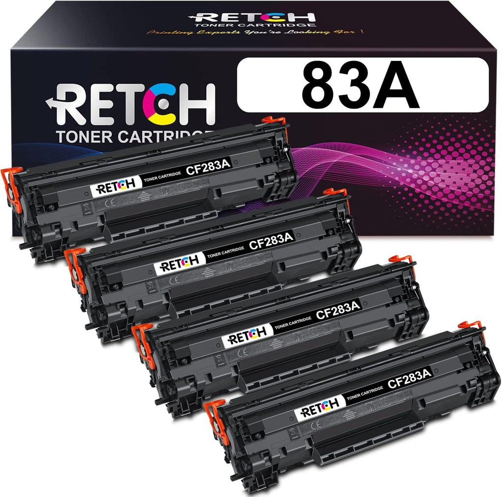 4 Pack Black Toner Cartridge for HP 83A CF283A Printer G439605