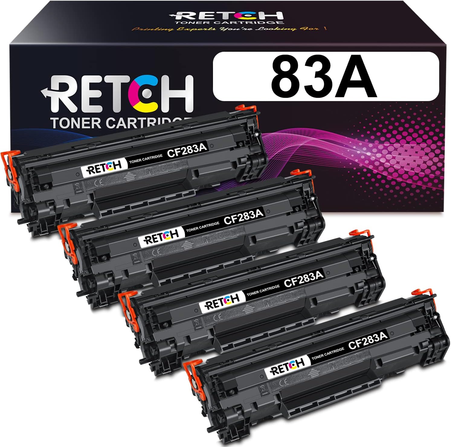 4 Pack Black Toner Cartridge for HP 83A CF283A Printer G439605