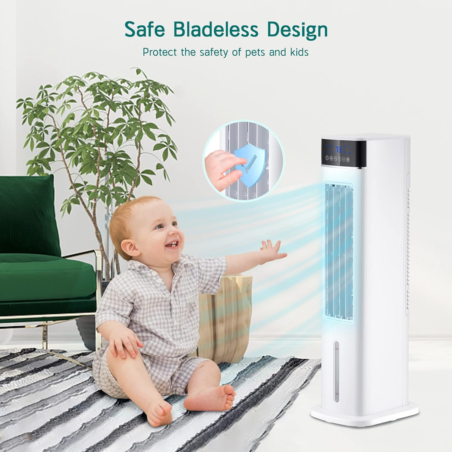 30" Evaporative Air Cooler with 70° Oscillation, 12H Timer, 3 Speeds 3 Modes, Remote Control Z504128