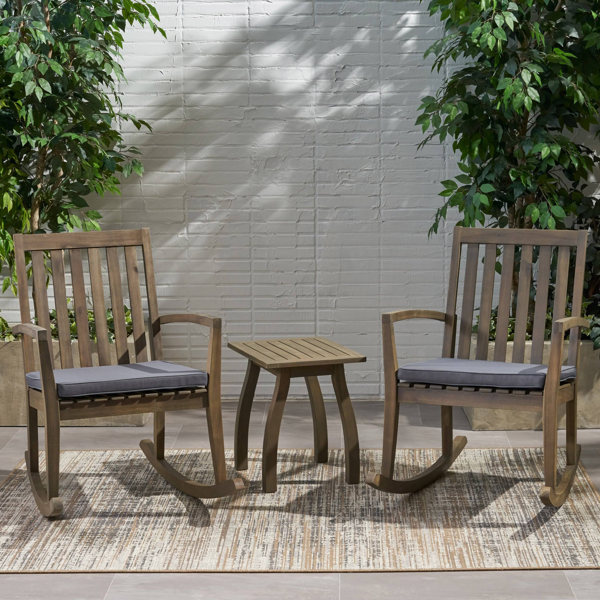 Acacia Wood Rocking Chair Chat Set I55896