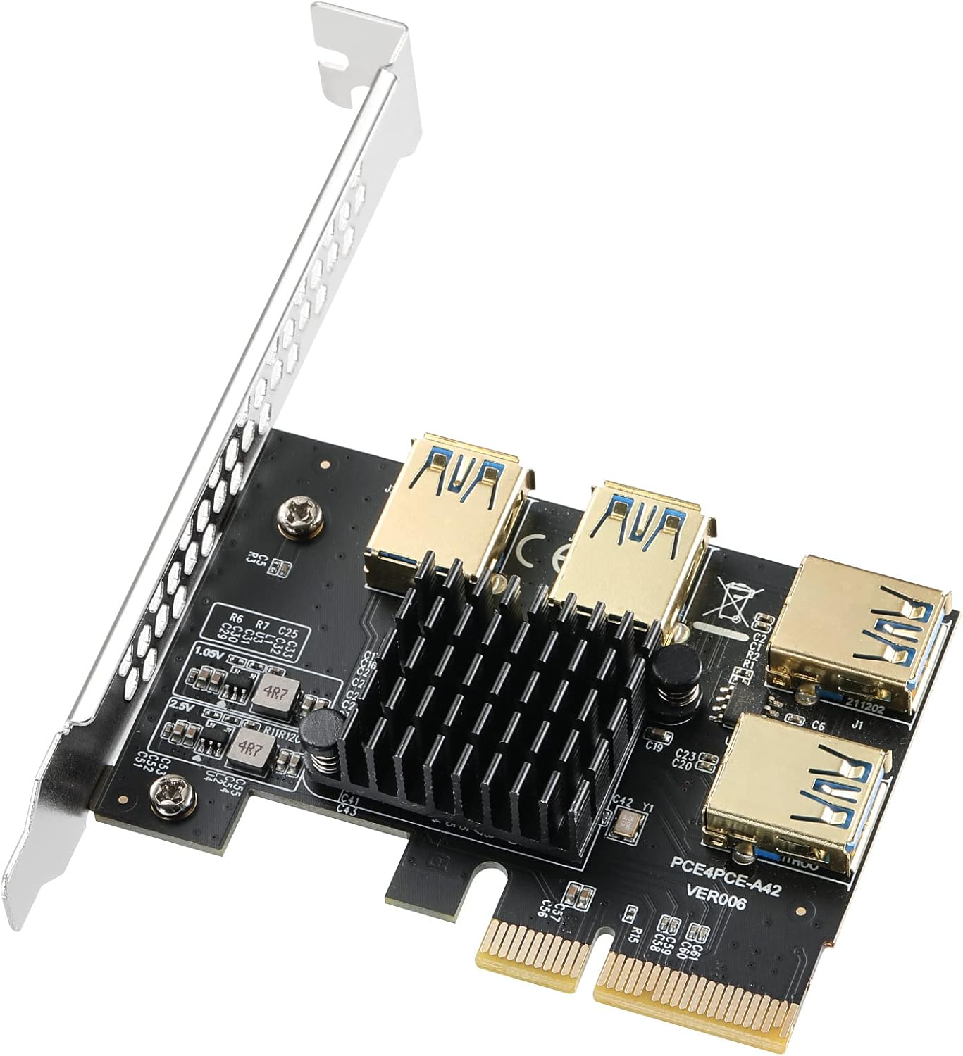 USB PCIe to USB 3.0 7 Ports Expansion Card with 15-Pin SATA Power Connector, Pack of 2 I993450