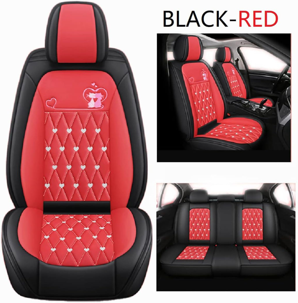 Black-Pink Leather Car Seat Cover Full Set K867