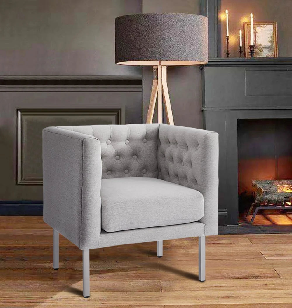 Tufted Club Chair with Metal Legs A38607