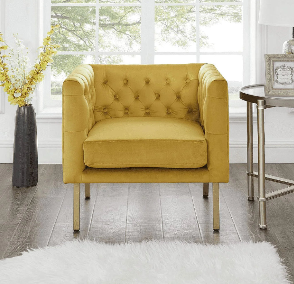 Tufted Club Chair with Metal Legs A38607