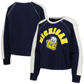 Navy Raglan-Cropped Pullover Sweatshirt U20671