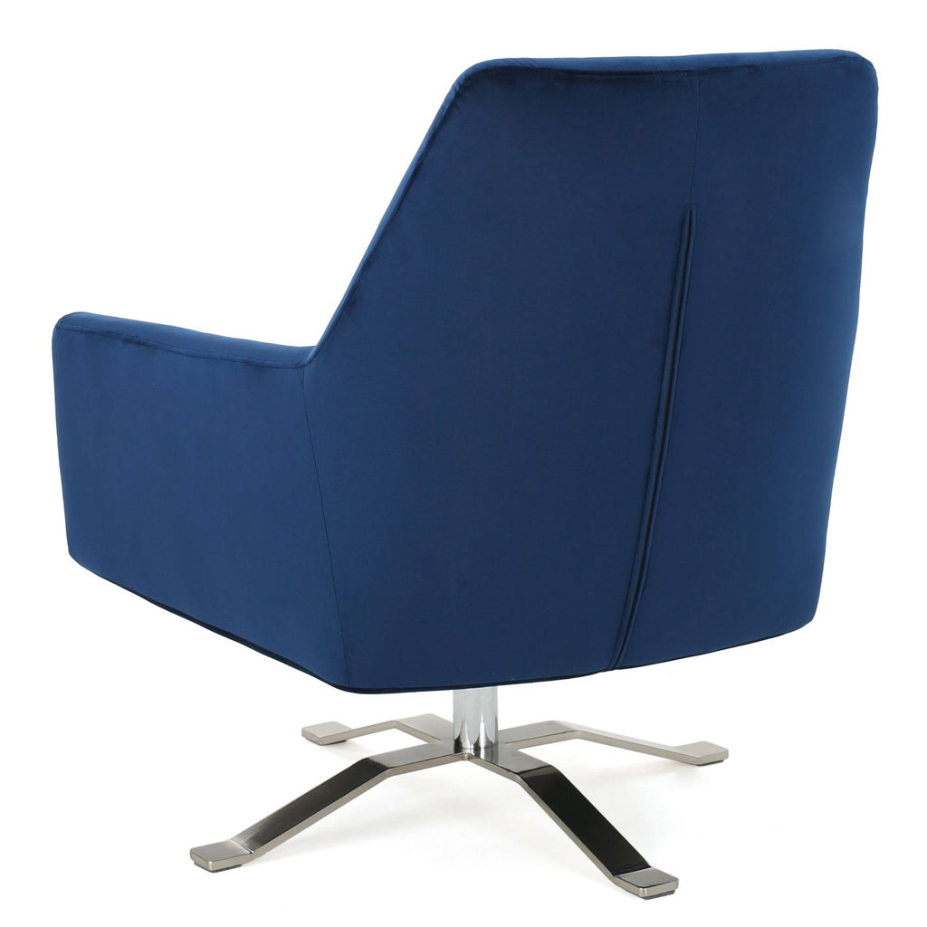 Navy Blue and Silver Vintage Swivel Club Chair K89159