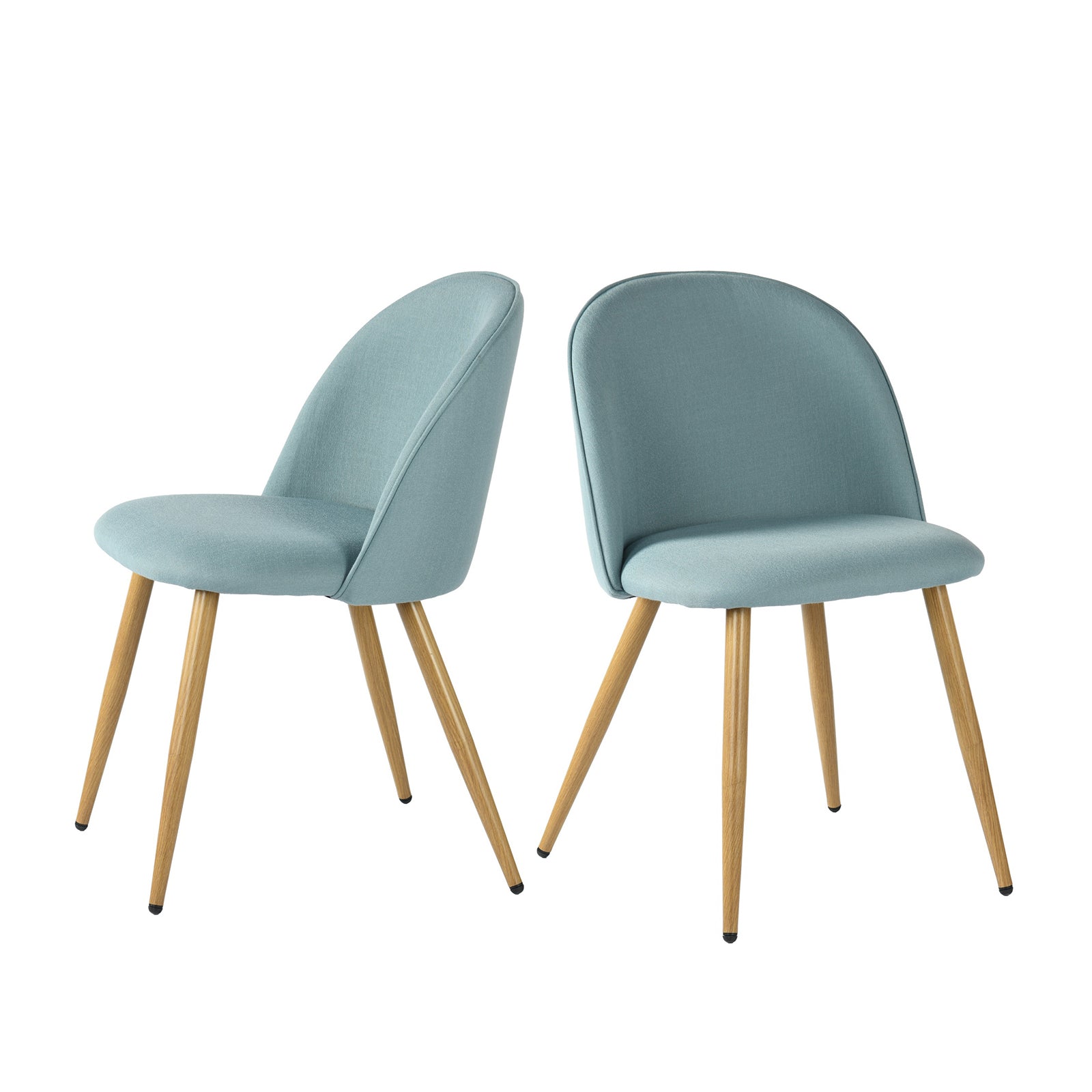 Fabric Upholstered Dining Chairs Set of 2 with Backrest Metal Legs, Power Blue X67185