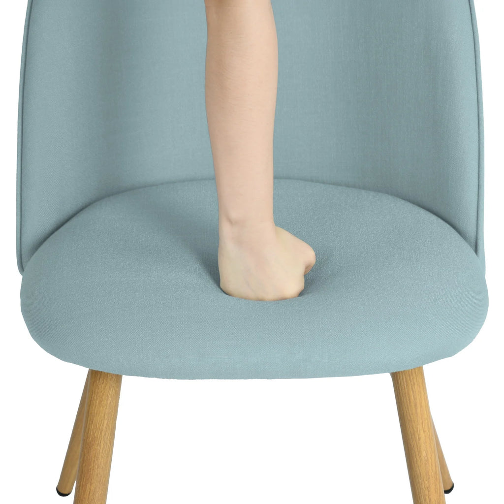 Fabric Upholstered Dining Chairs Set of 2 with Backrest Metal Legs, Power Blue X67185