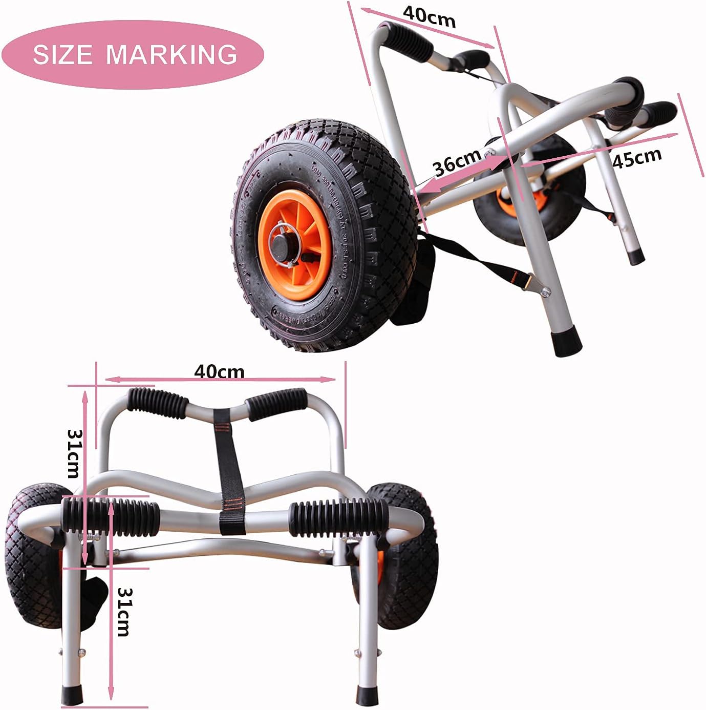 Kayak Cart Canoe Carrier Trolley with 10FT Strap and Inflatable Tires, Pack of 2 I2391