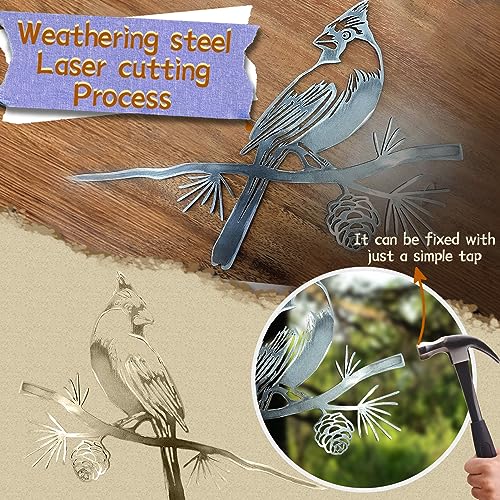 Weathering Steel Cardinal Statue Tree Decor N7455