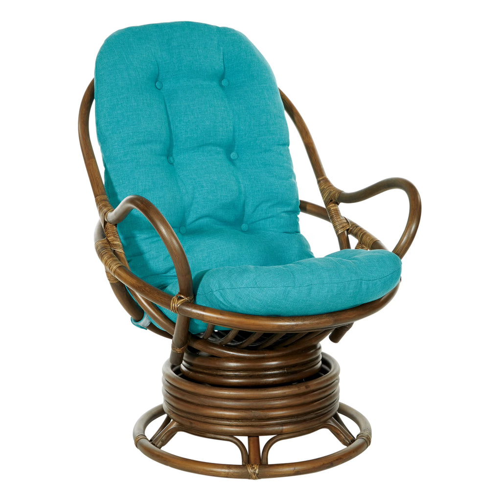 Blue and Brown Rattan Rocking Chair Q746694