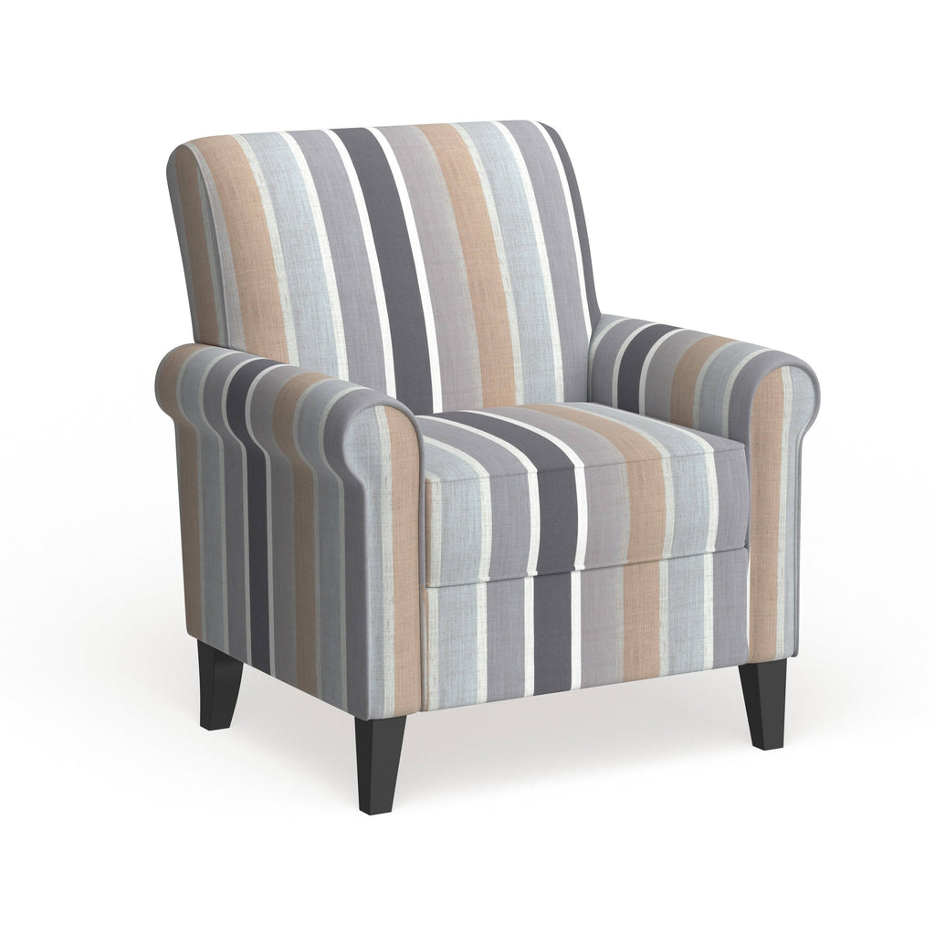Muted Multi Stripe Rolled Arm Chair Y3808