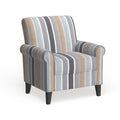 Muted Multi Stripe Rolled Arm Chair Y3808