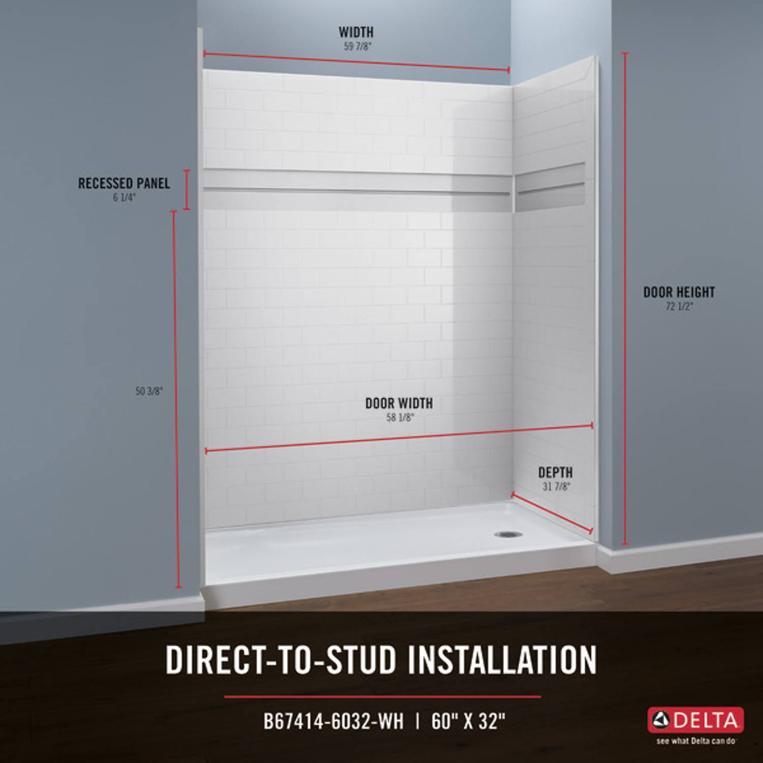 White Shower Wall Set E714839