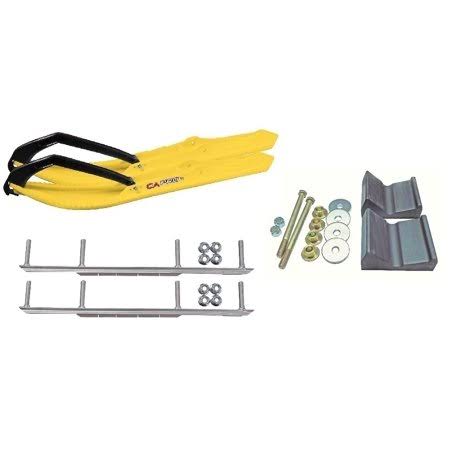 Yellow Snowmobile Skis with Shaper Bars Complete Kit J265