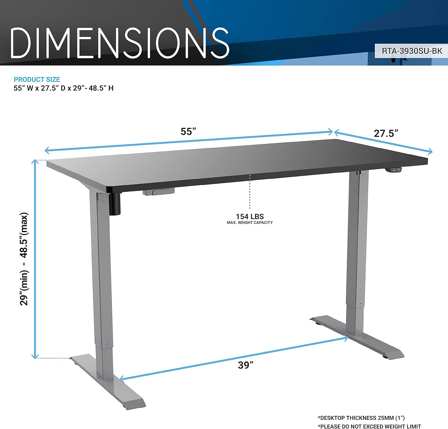 Black Sit to Stand Desk S21623