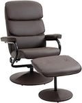 Brown PU Leather Swivel Recliner Chair with Ottoman G41339