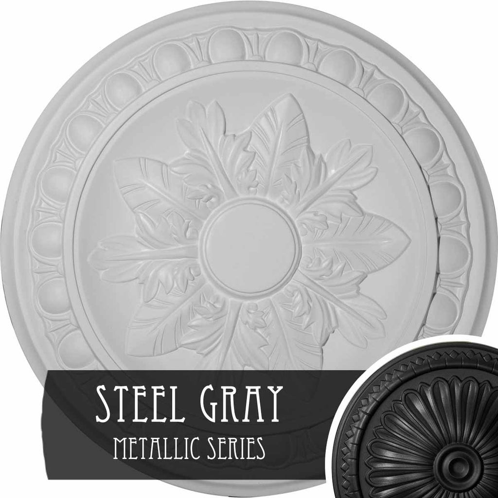 17 3/4x22OD x 1 1/8x22P Ceiling Medallion, Hand-Painted Steel Gray A93245