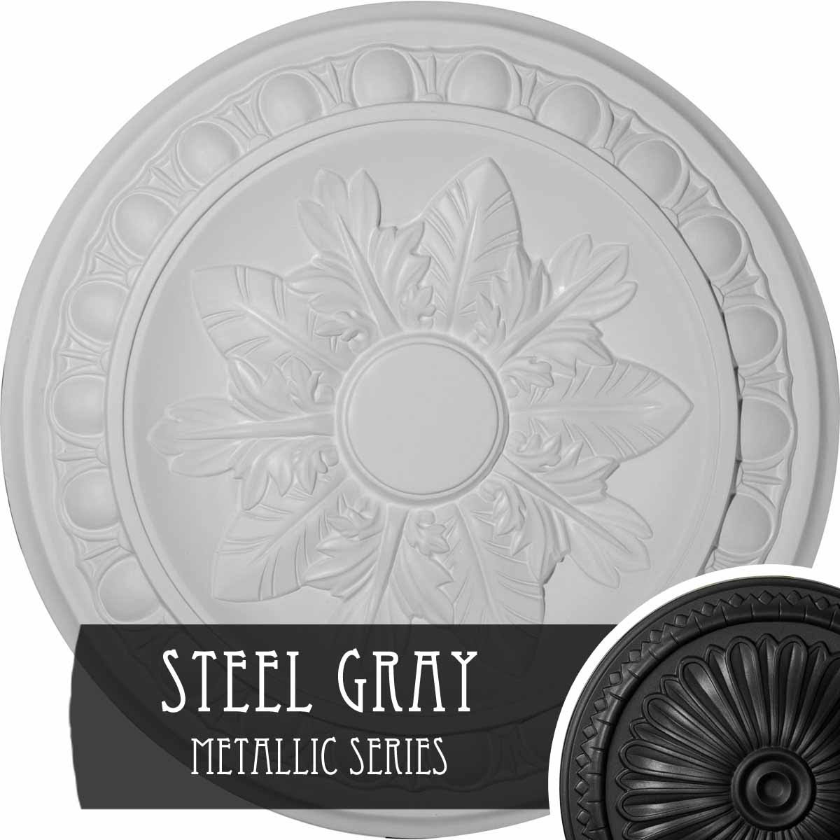 17 3/4x22OD x 1 1/8x22P Ceiling Medallion, Hand-Painted Steel Gray A93245