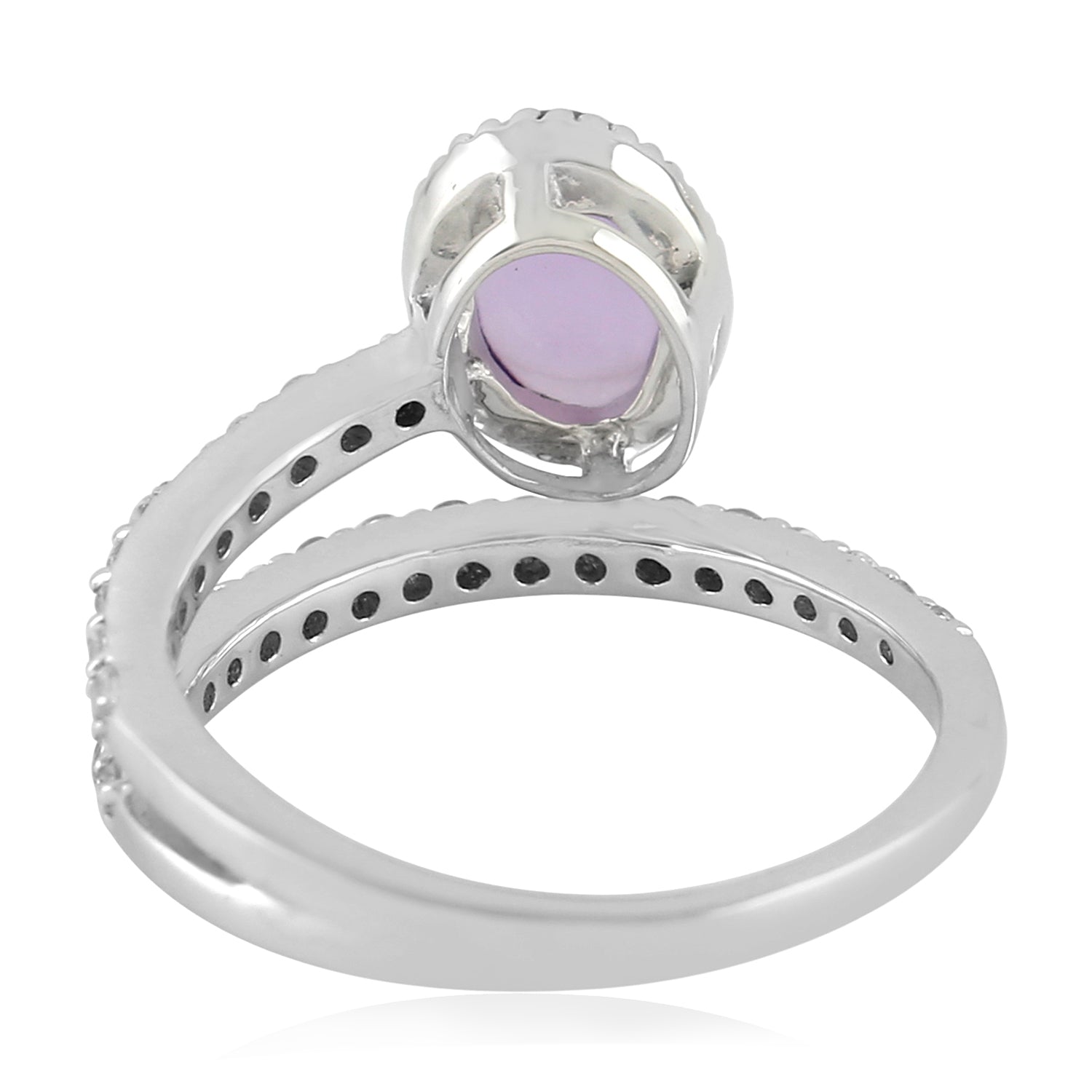 Oval Purple Amethyst Topaz Band Ring 925 Silver D91748