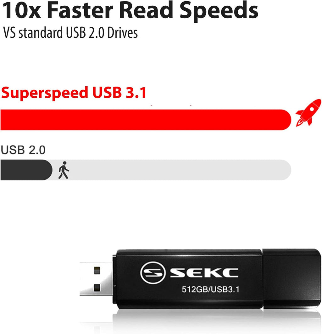 512GB USB3.1 Flash Drive Black Pack of 2 P88794