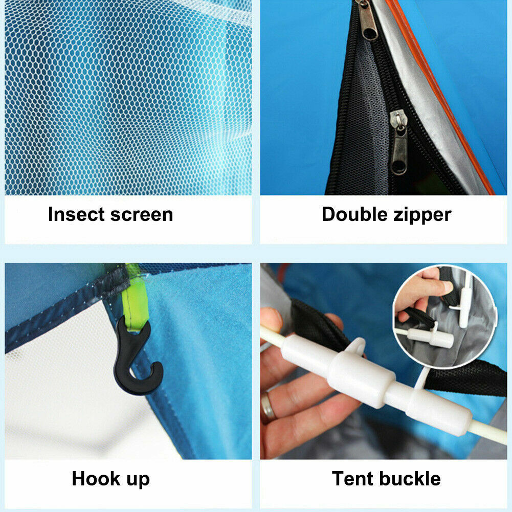 2 Person Instant Pop Up Camping Tent, 78 inch Blue D737610