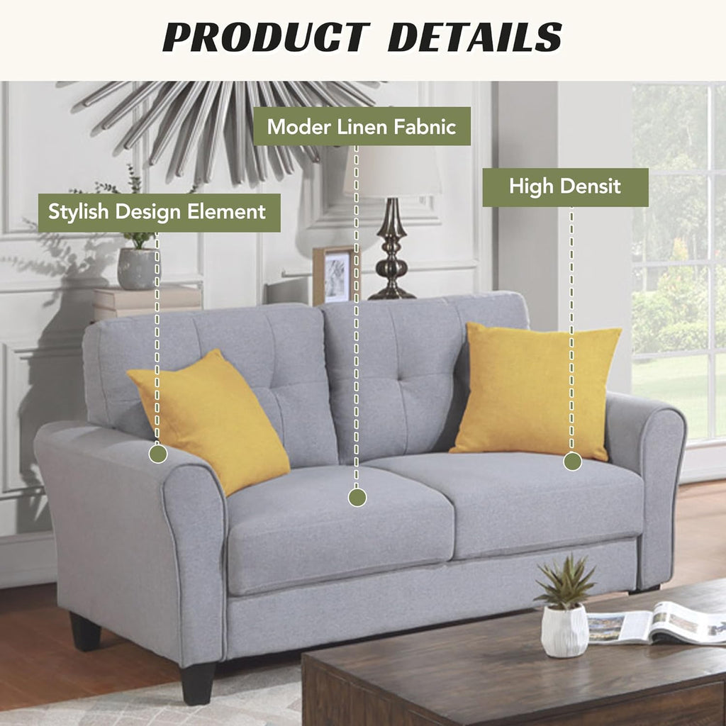 Light Grey-Blue 3-Seat Sectional Sofa Set I660