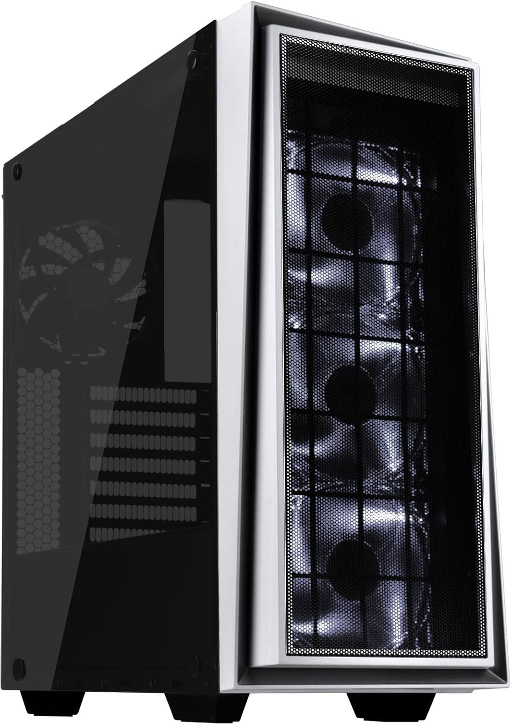 Black and Red ATX Tower Computer Case with Three 120mm Red LED Intake Fans and Side Panel Window R6279