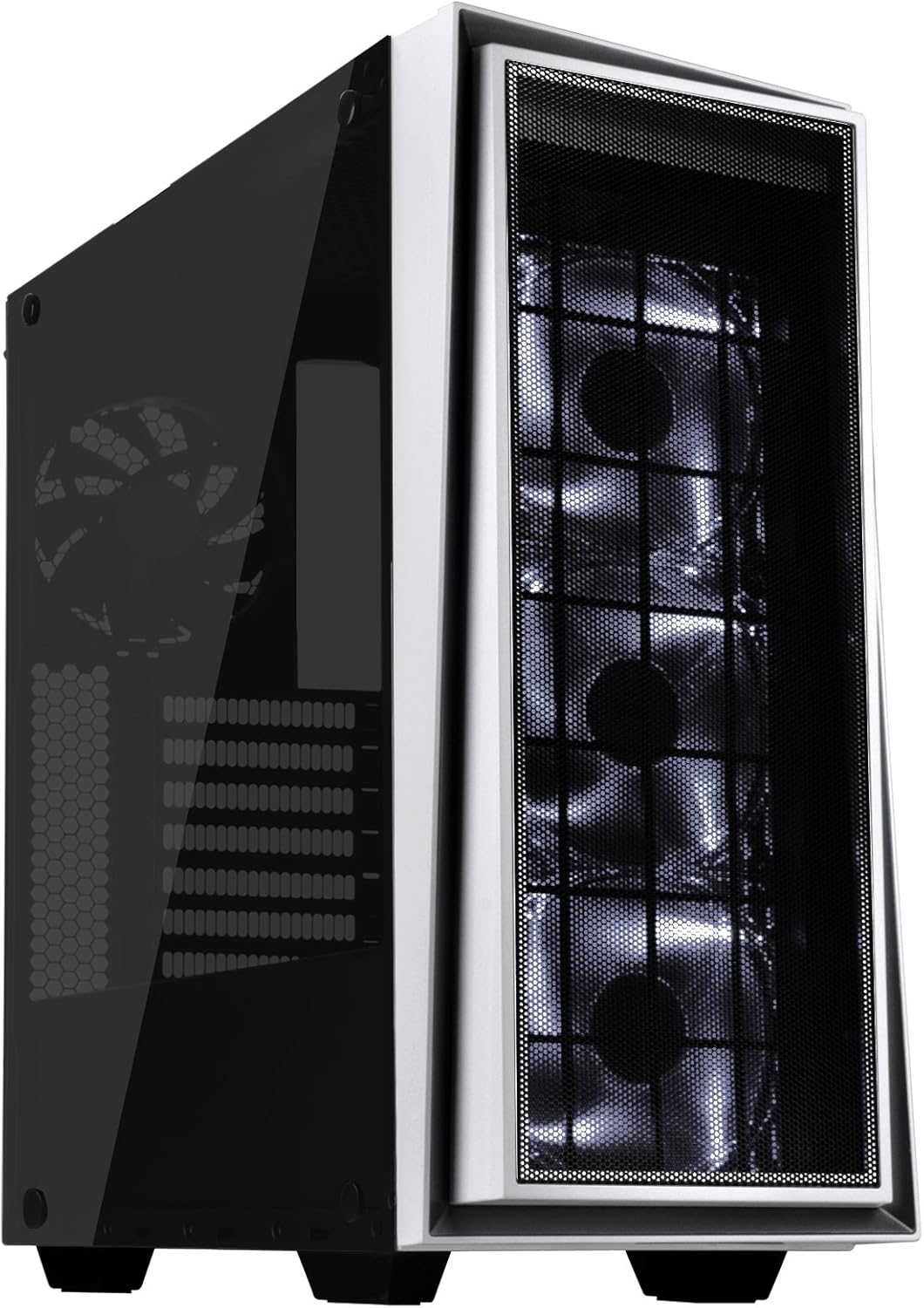 Black and Red ATX Tower Computer Case with Three 120mm Red LED Intake Fans and Side Panel Window R6279