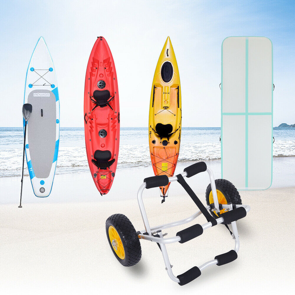 Silver Aluminum Alloy Canoeing Trailer Cart with 2 Wheels Y147
