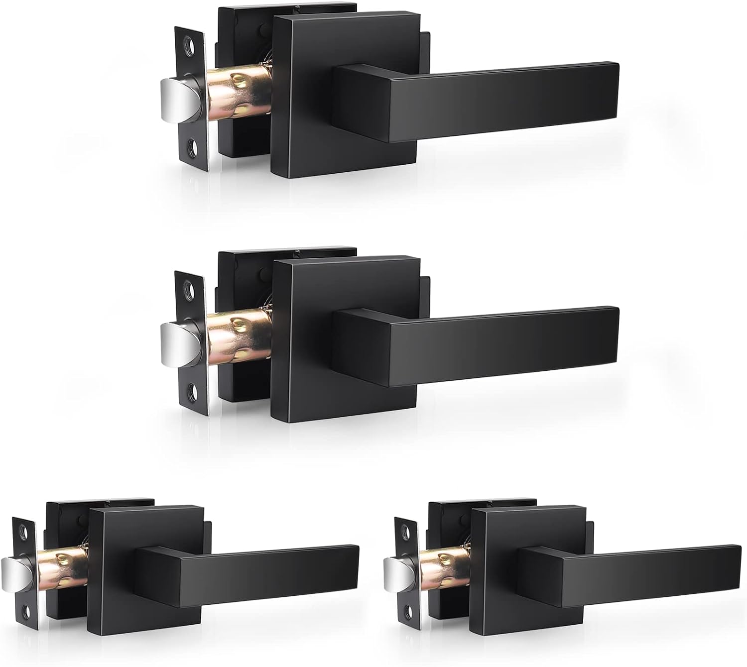 Matte Black Square Passage Door Levers Pack of 2 Z83533