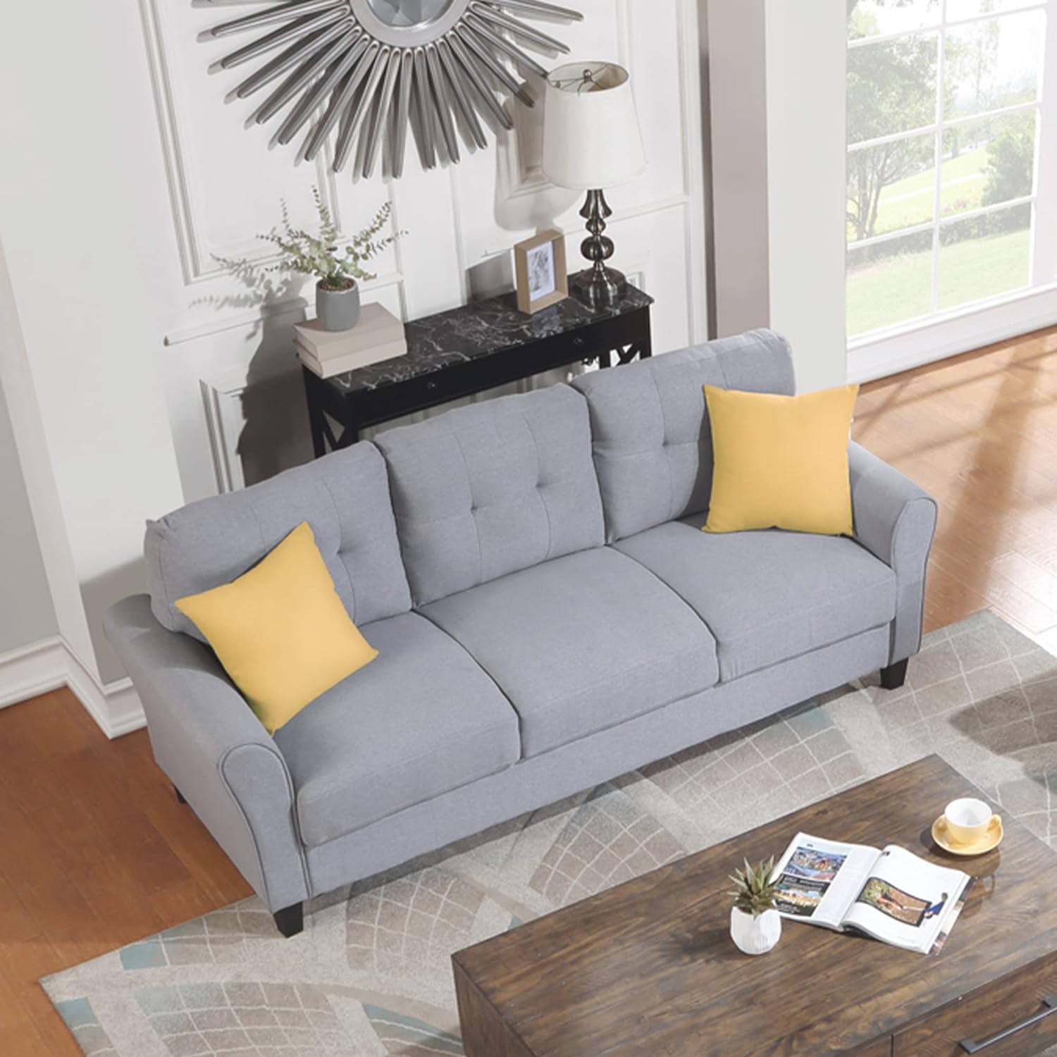 Light Grey-Blue 3-Seat Sectional Sofa Set I660