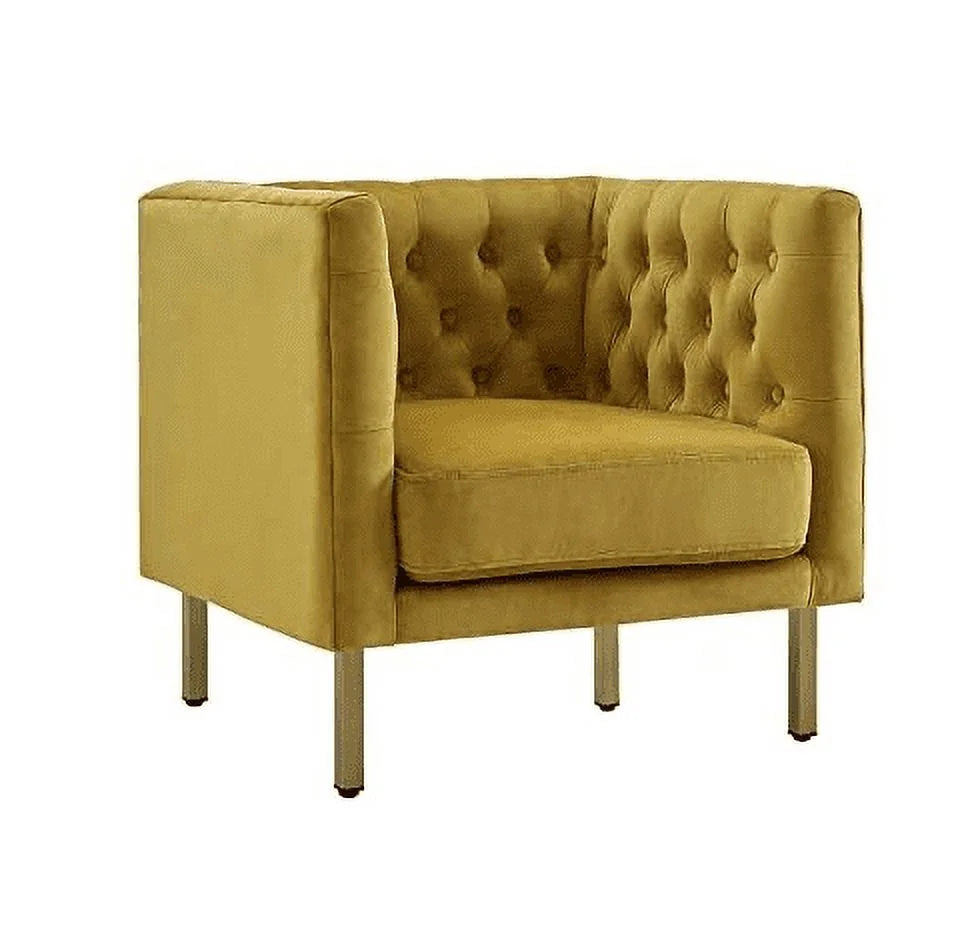 Tufted Club Chair with Metal Legs A38607