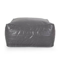 Gray Faux Leather Square Pouf Ottoman F680884