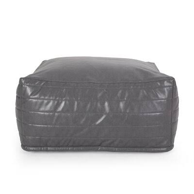Gray Faux Leather Square Pouf Ottoman F680884
