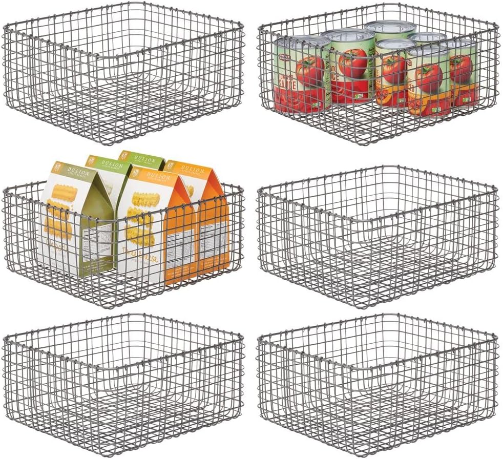 Metal Wire Food Organizer Storage Bin Basket, 6 Pack W3879