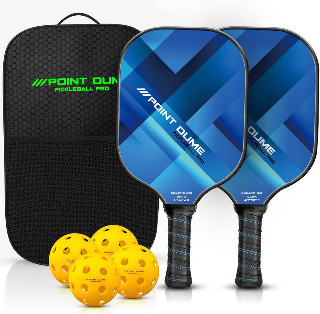 Graphite Carbon Pickleball Paddle Set of 2 Paddles 4 Pickleballs and Carry Case Y742