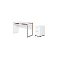 Pure White Desk and 2-Drawer Mobile File Cabinet Set D17367
