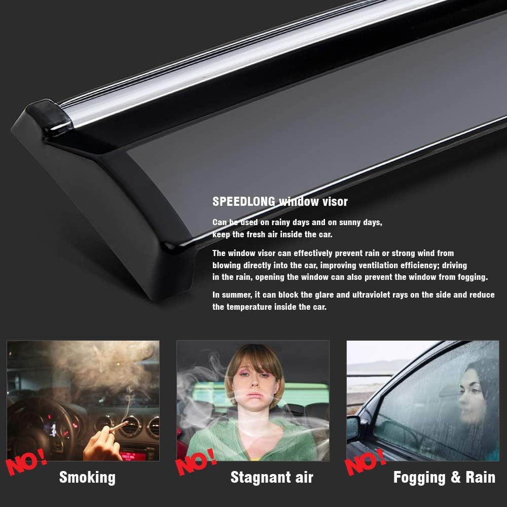Car Window Visor Vent Shade Deflector Sun/Rain/Fog Guards V840589