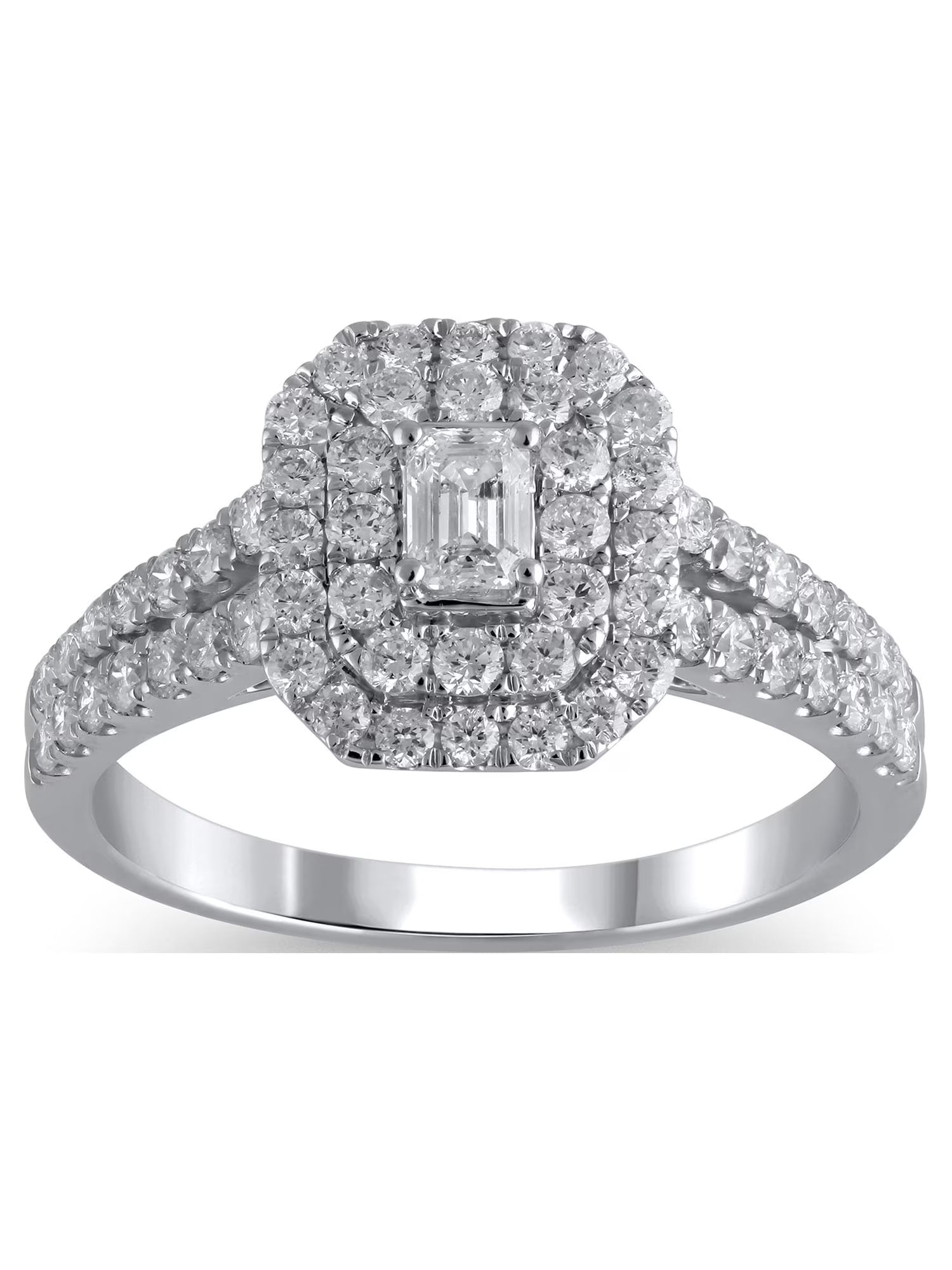 Emerald Cut Diamond Engagement Ring in 10kt White Gold S46485