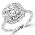 14K White Gold Round Diamond Double Halo Engagement Ring C569