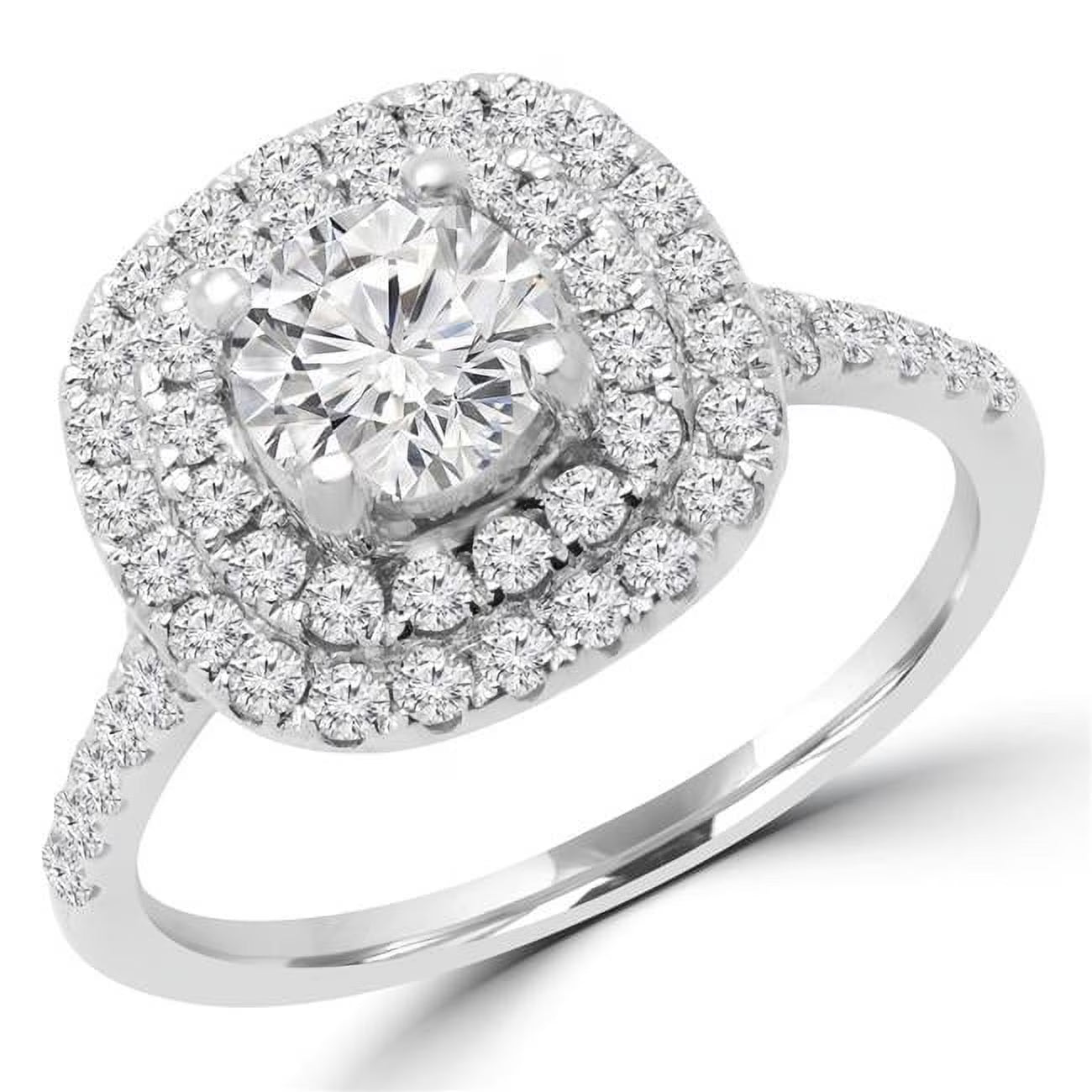14K White Gold Round Diamond Double Halo Engagement Ring C569