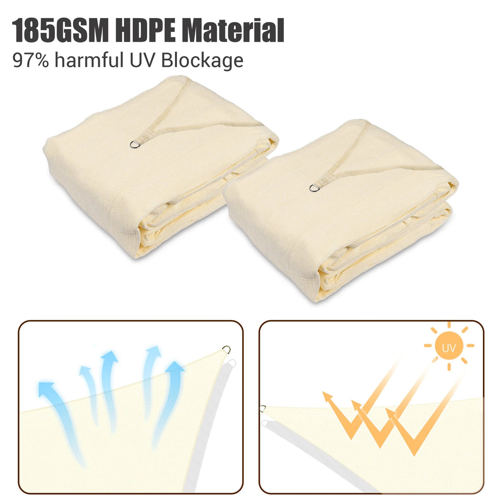 2 Pack 23x20FT Rectangle Sun Shade Sail Canopy Off White V91811