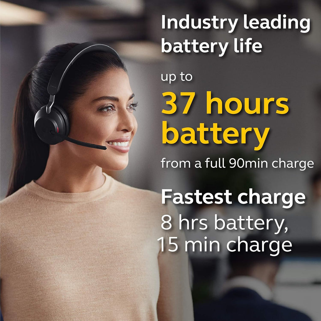 Wireless Bluetooth Headset with Link380a, Stereo, Black, 37 Hours Battery Life I33202