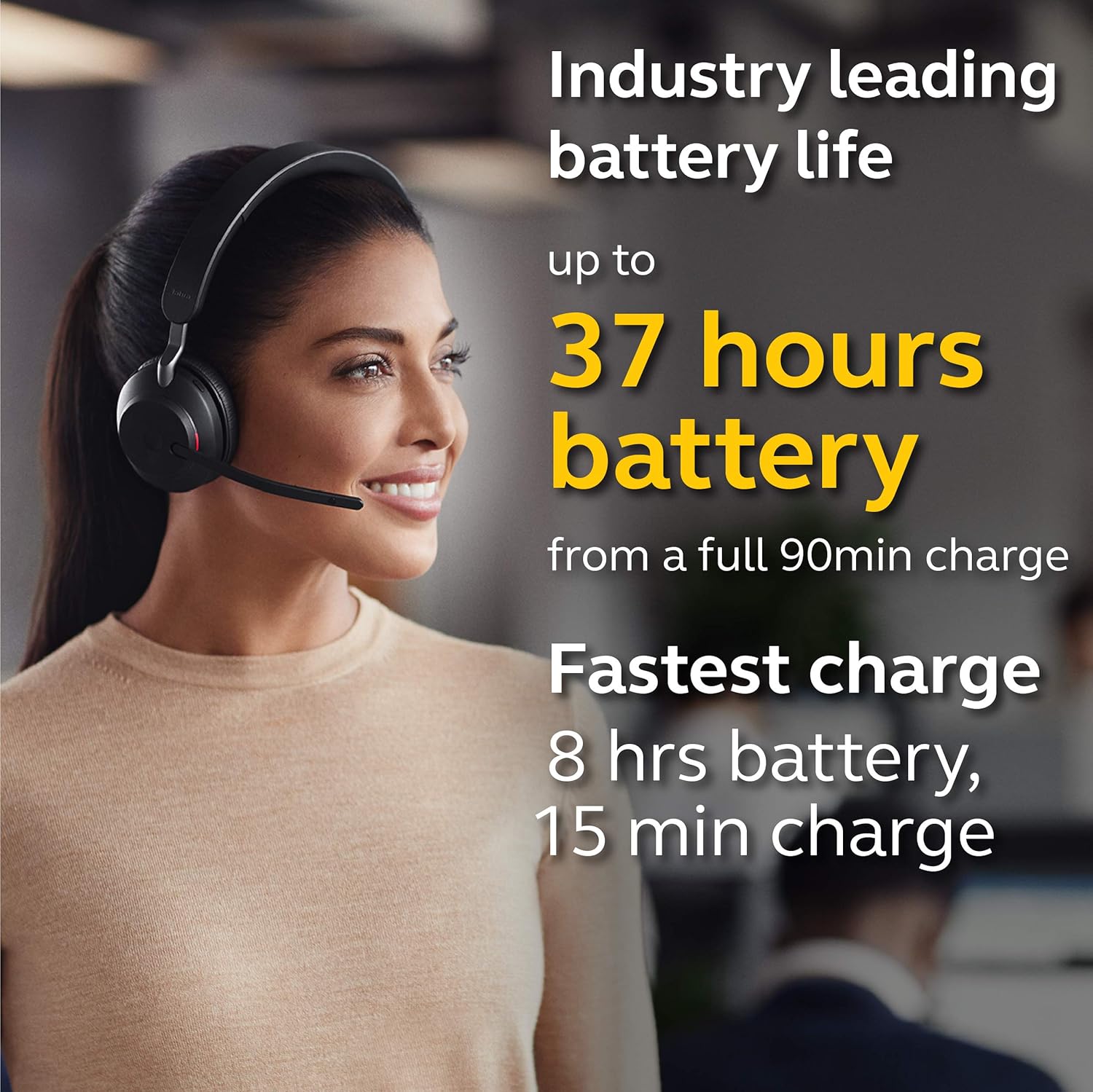 Wireless Bluetooth Headset with Link380a, Stereo, Black, 37 Hours Battery Life I33202