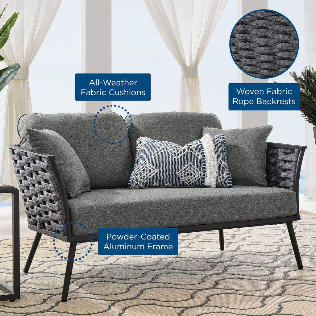 Gray Charcoal Aluminum Outdoor Loveseat S799
