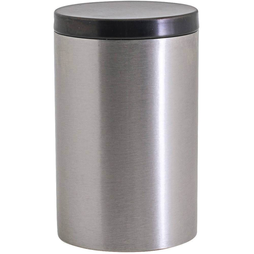 10 oz. Round Brushed Stainless Steel Jar with Matte Black Lid N886