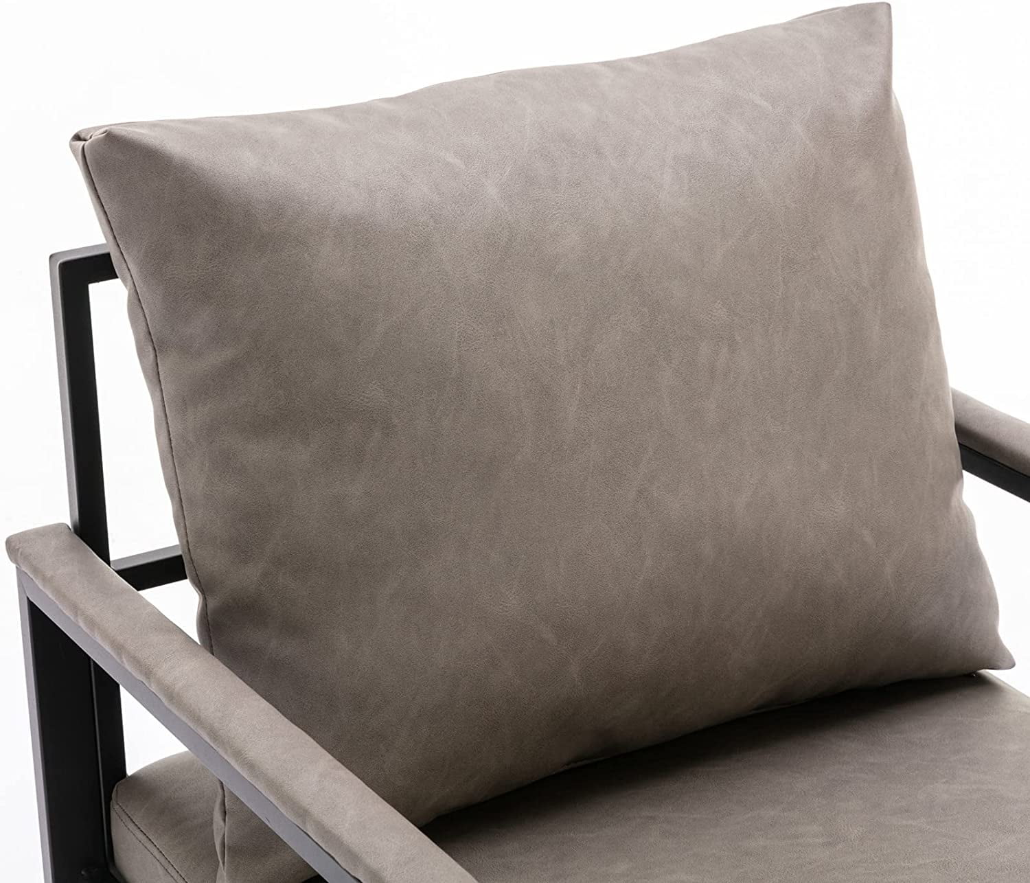Gray Faux Leather Upholstered Accent Chair with Metal Frame J870218